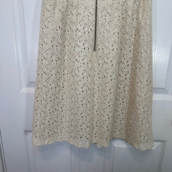 Loft Ivory Lace Sleeveless Dress Lined Eyelet Dress - Picture 7 of 8